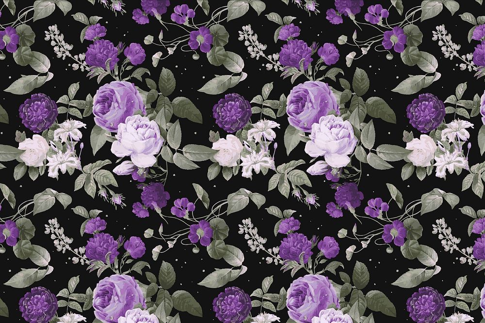 Purple peony vector floral pattern watercolor vintage