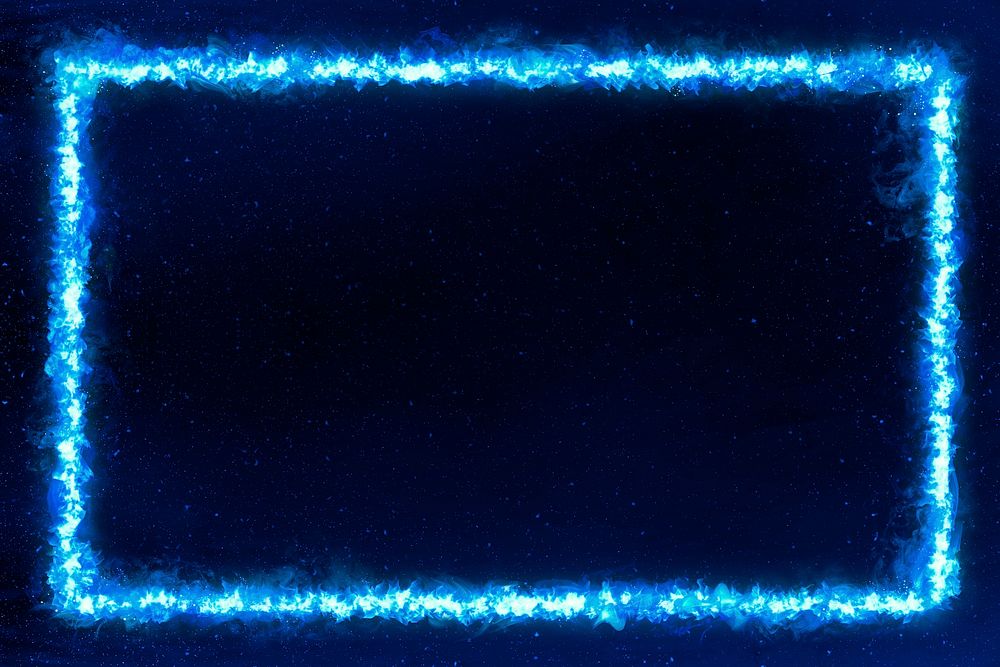 Blue rectangle fire frame with black background