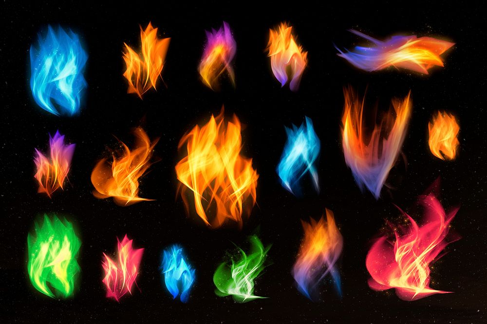 3D scary fire flame graphic element collection