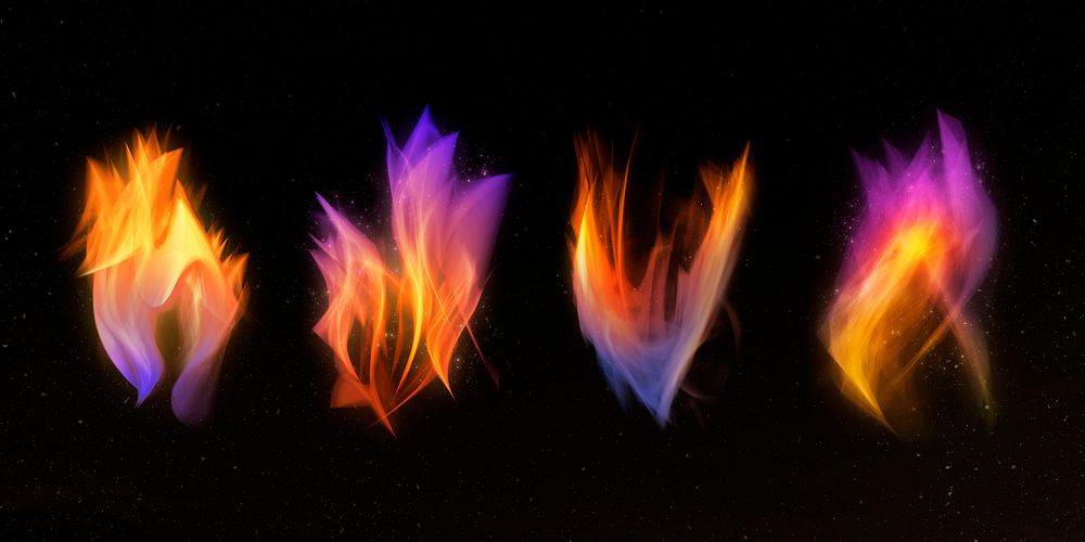 3D retro fire flame graphic element set