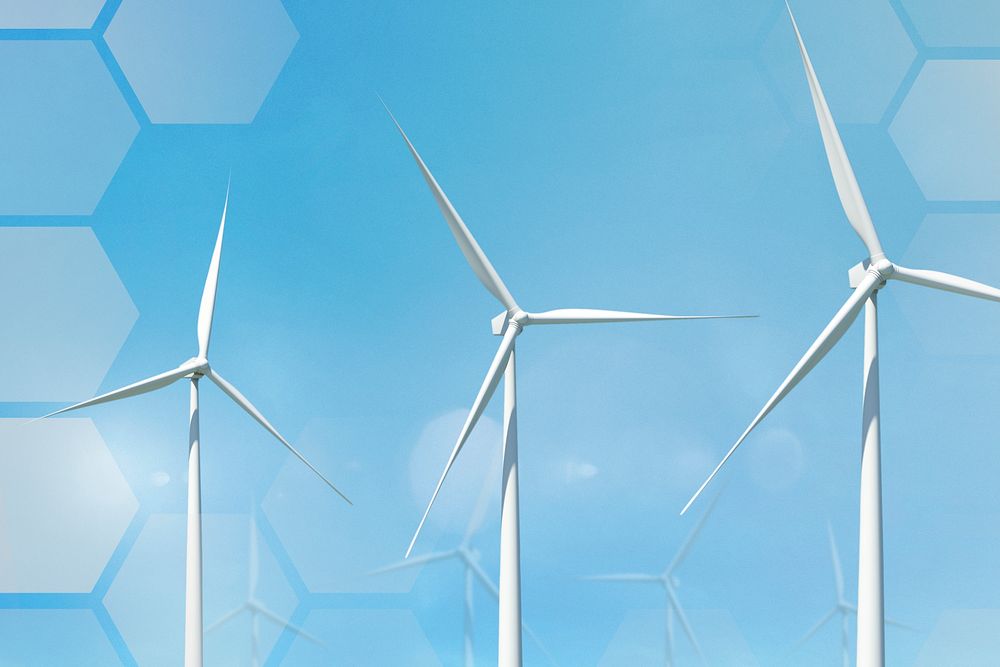 Green technology renewable energy wind farm background