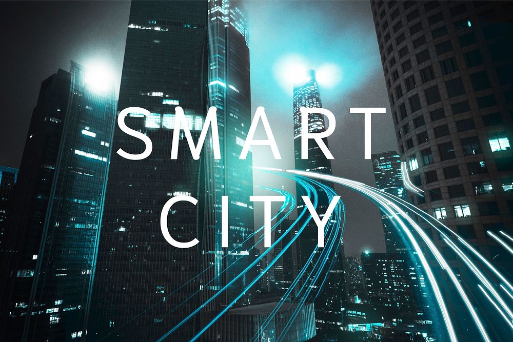 Smart city vector technology editable social media design template
