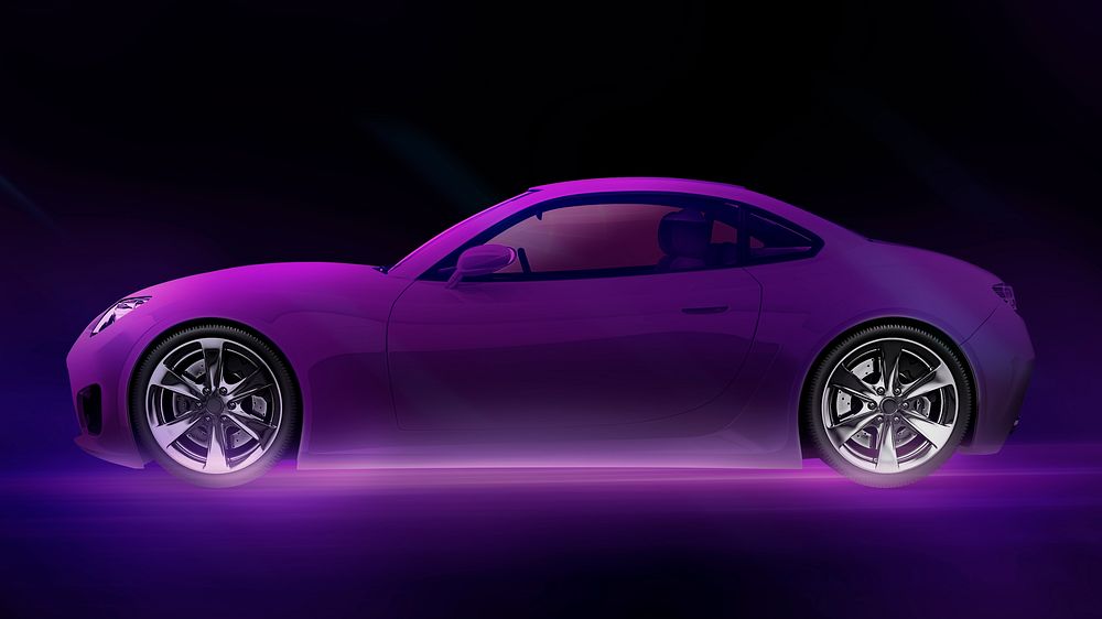 Purple 3d sports car render smart car technology