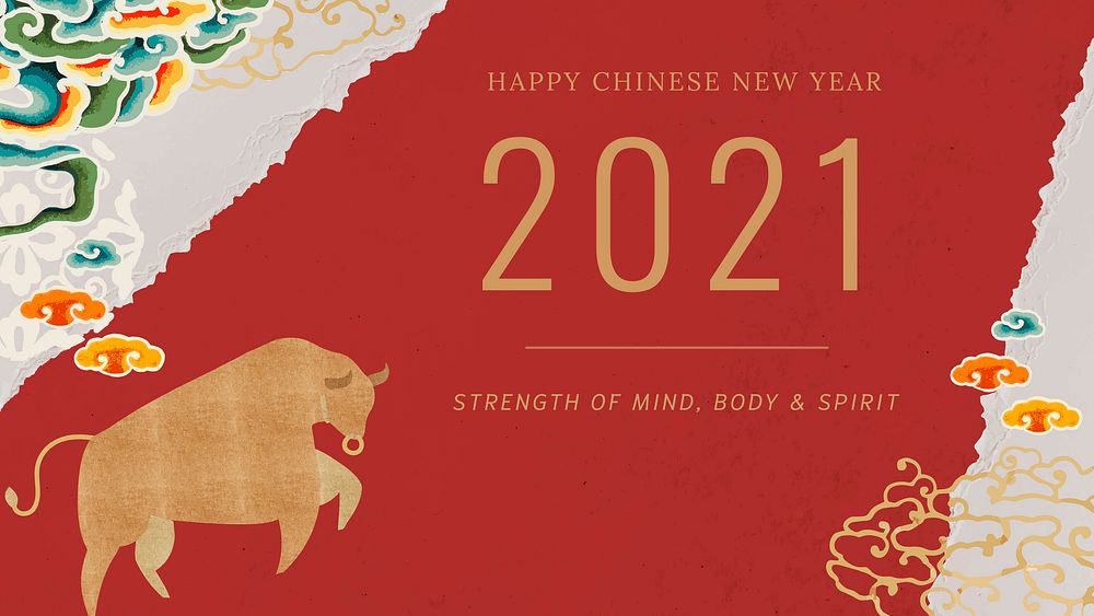 2021 Chinese Ox Year vector red banner