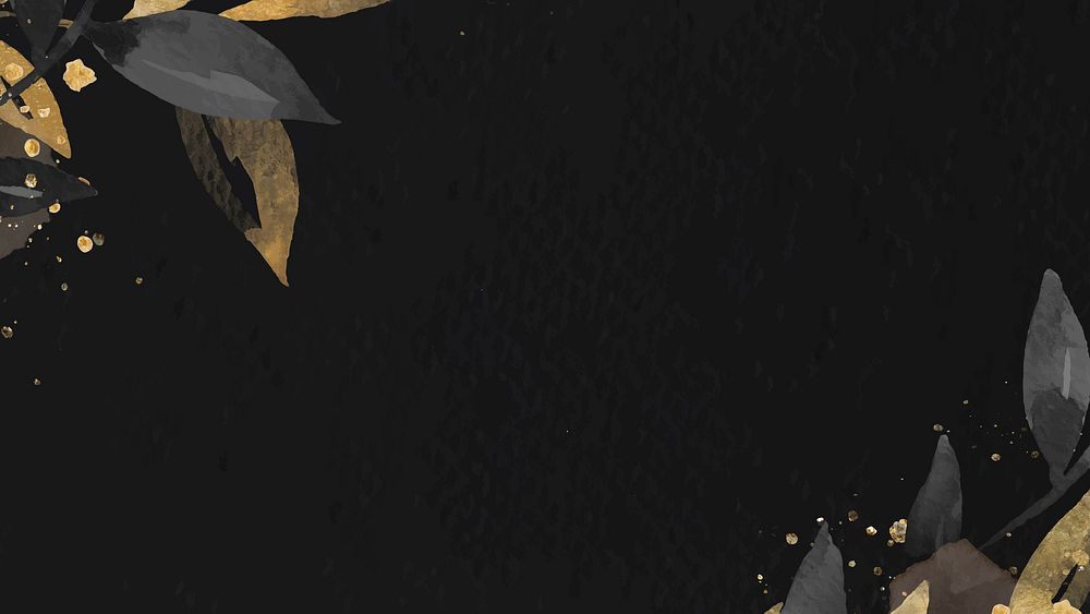 Golden leaf black background vector blog banner wallpaper