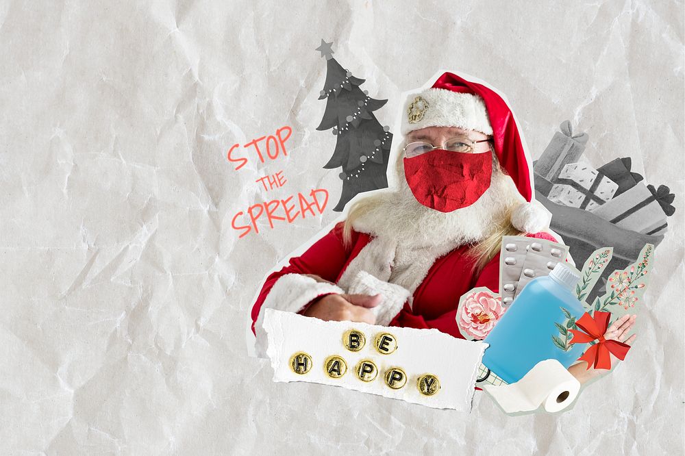 New normal Christmas celebration psd be happy and stop the spread