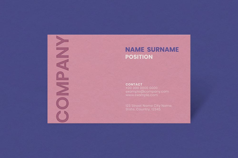 Simple business card mockup vector in pink tone