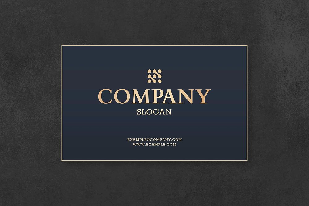 Luxury business card mockup vector in dark blue and gold tone