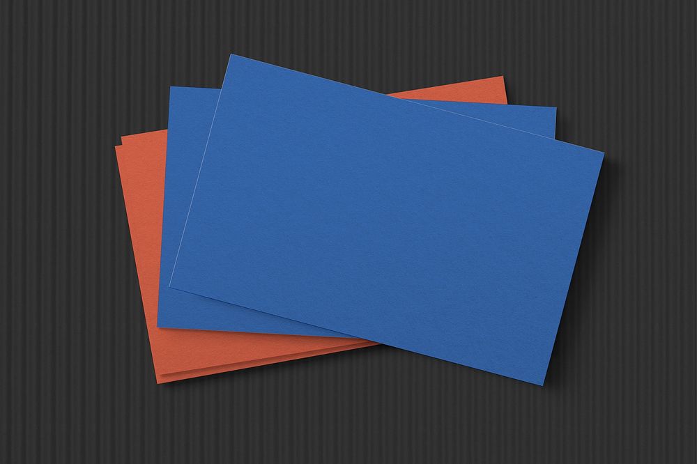 Blank blue business card in front and rear view