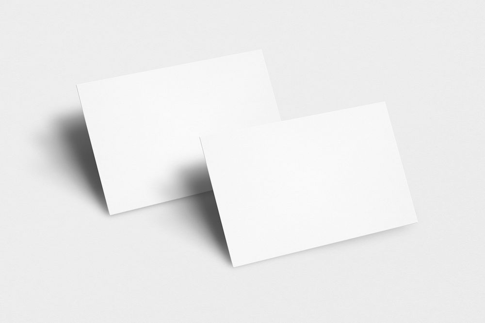 Blank white business card in front and rear view