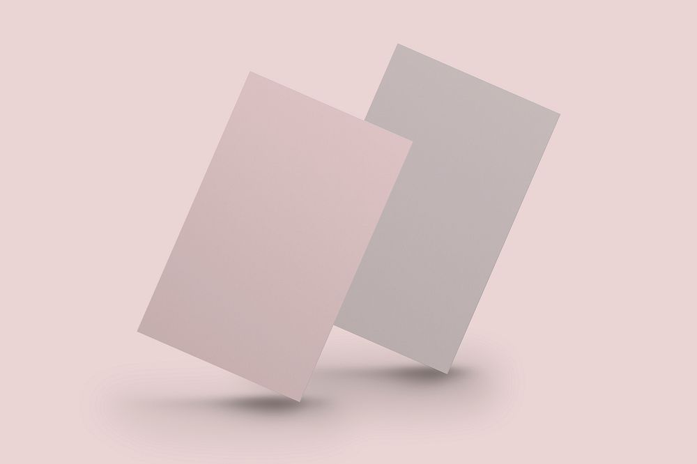 Blank pink business card in front and rear view