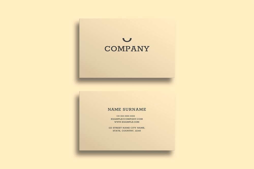 Business card mockup vector in gold with front and rear view