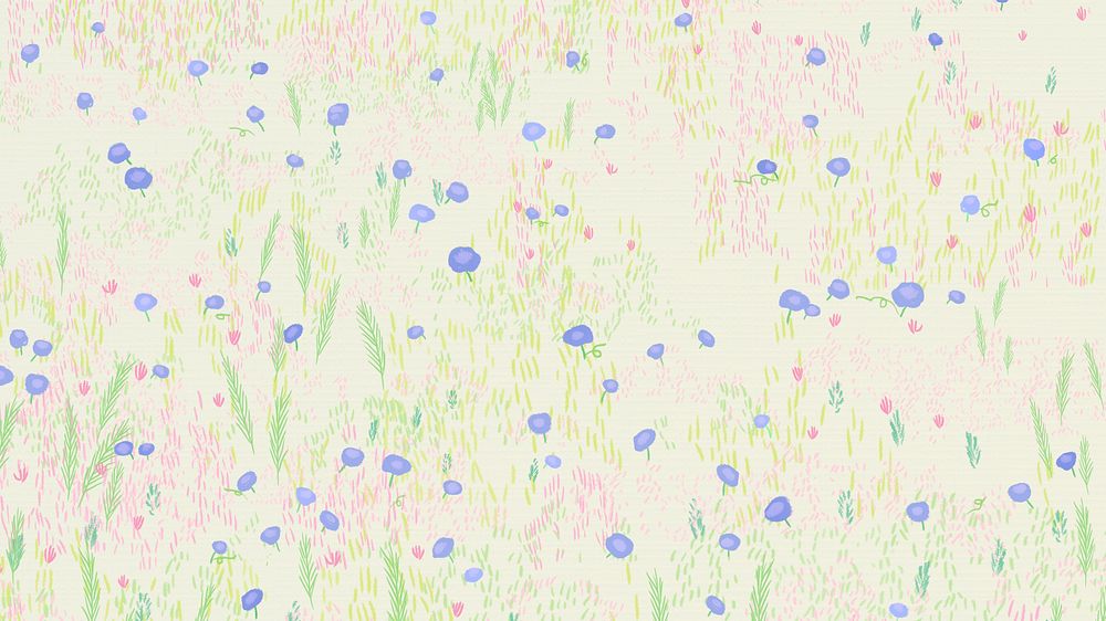 Sketched flower field background bird eye view desktop screen background