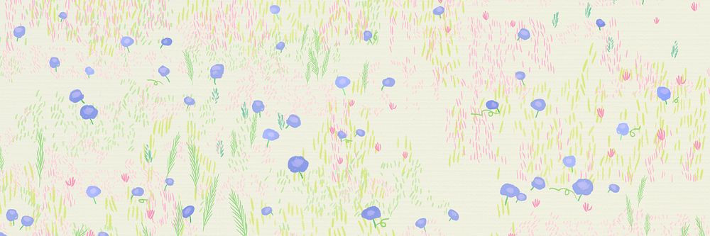 Sketched flower field vector background bird eye view email header