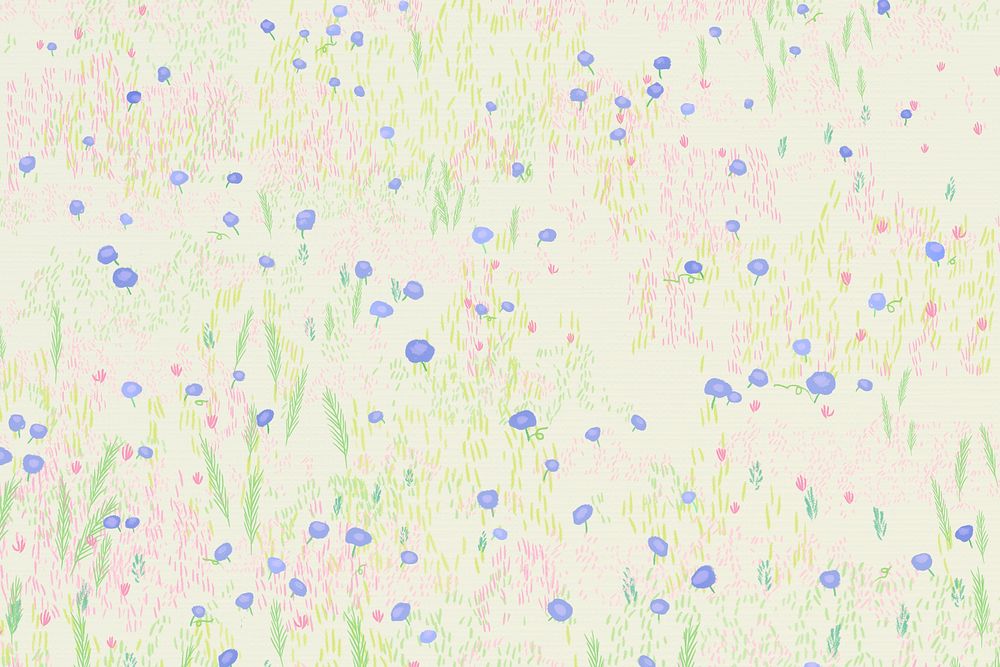 Sketched flower field background bird eye view social media banner