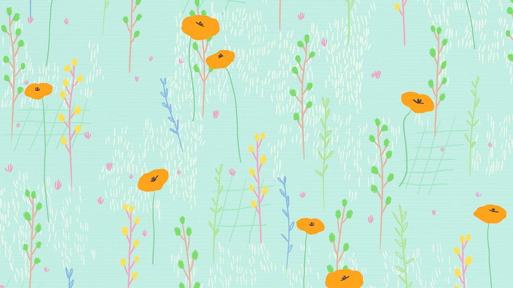 Bright poppy pattern background wallpaper
