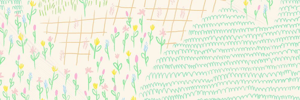 Summer flower field psd background monoline sketch email header
