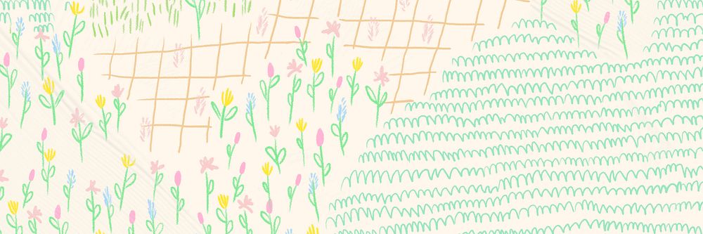 Summer flower field vector background monoline sketch email header