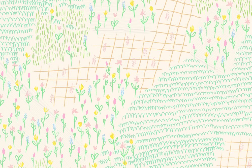 Summer flower field background monoline sketch newsletter