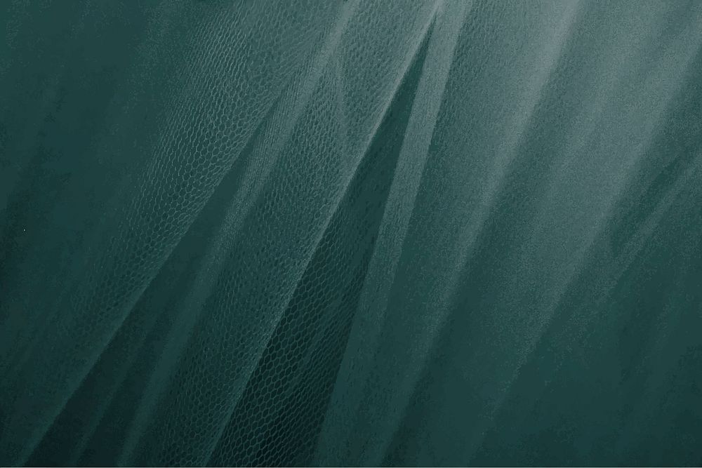 Green tulle drapery textured background vector