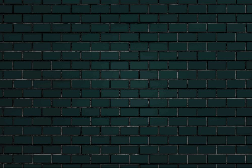 Dark green brick wall textured background vector
