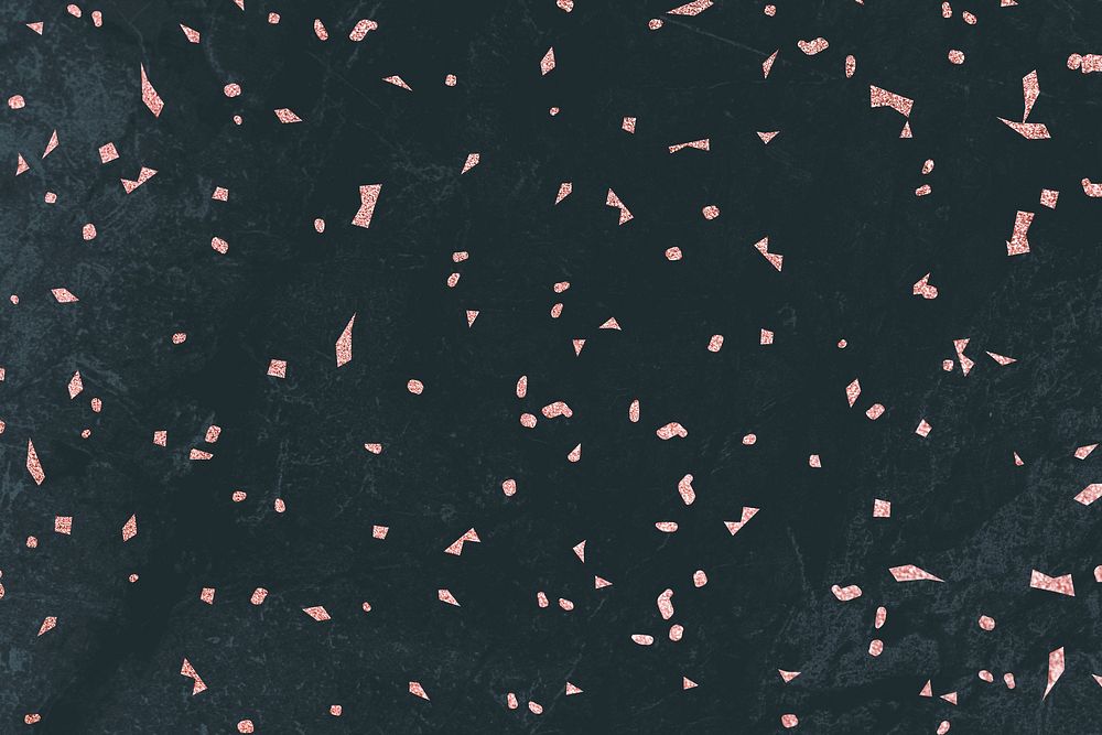 Pink confetti on a black marble textured background