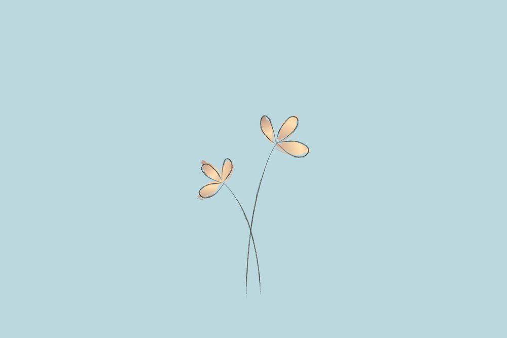 Doodle flower psd with blue background
