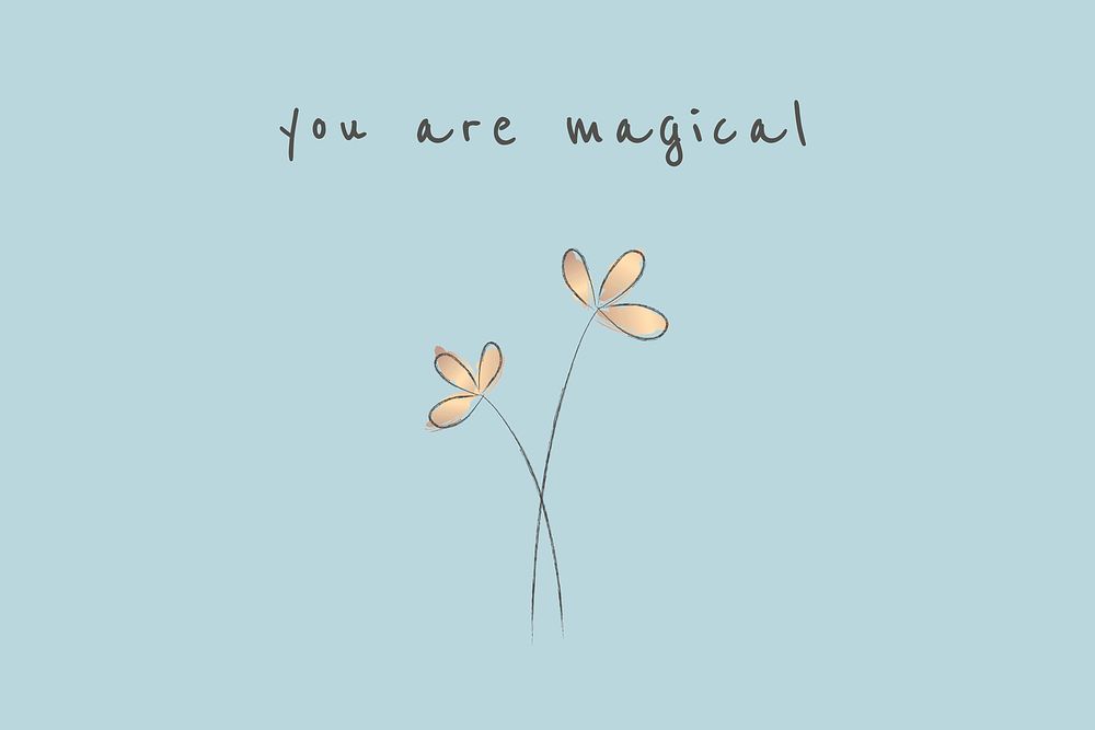 Motivational quote editable template vector with doodle plant you are magical