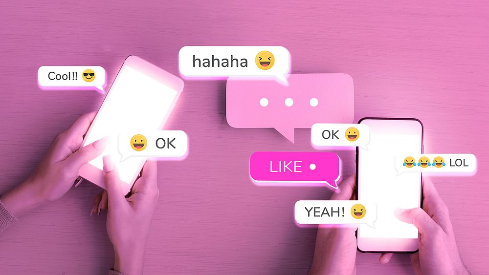 Social media flirty texting with pink media mix