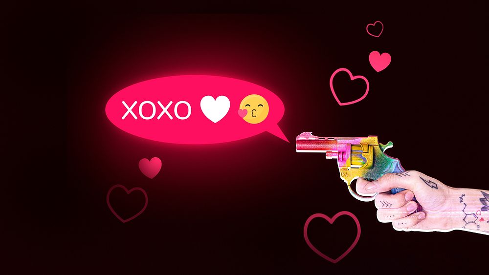 &lsquo;Xoxo&rsquo; flirty text person firing colorful gun media mix