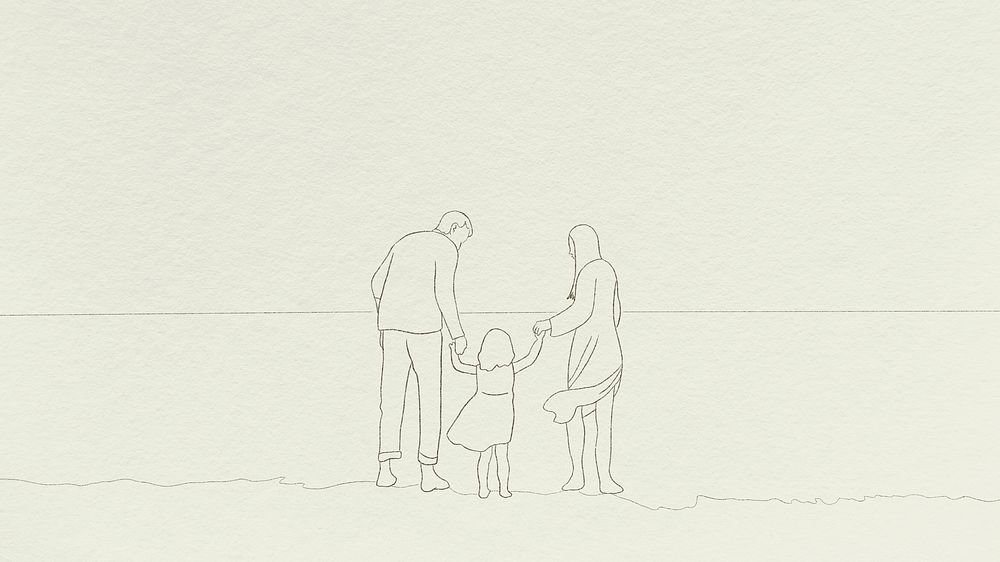 Family time background vector simple line drawing