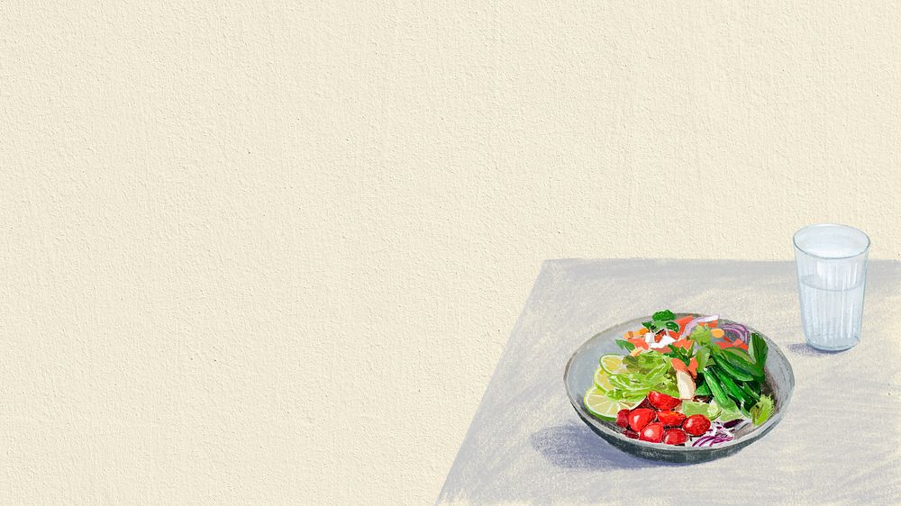 Salad healthy food wallpaper color pencil illustration