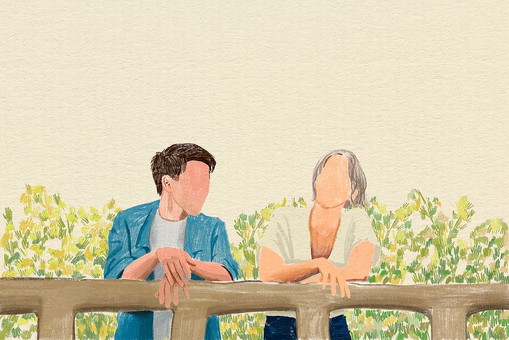Couple in love background color pencil illustration