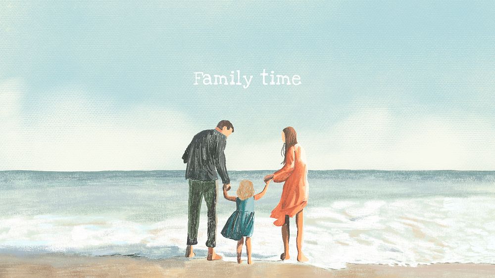 Family time color pencil illustration with quote