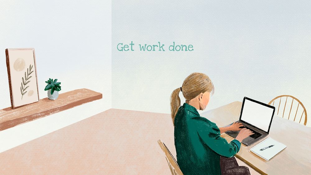 Remote working in the new normal color pencil illustration, get work done