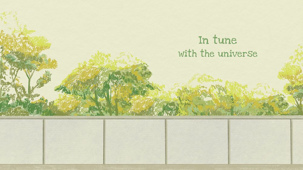 Green bushes wallpaper psd color pencil illustration