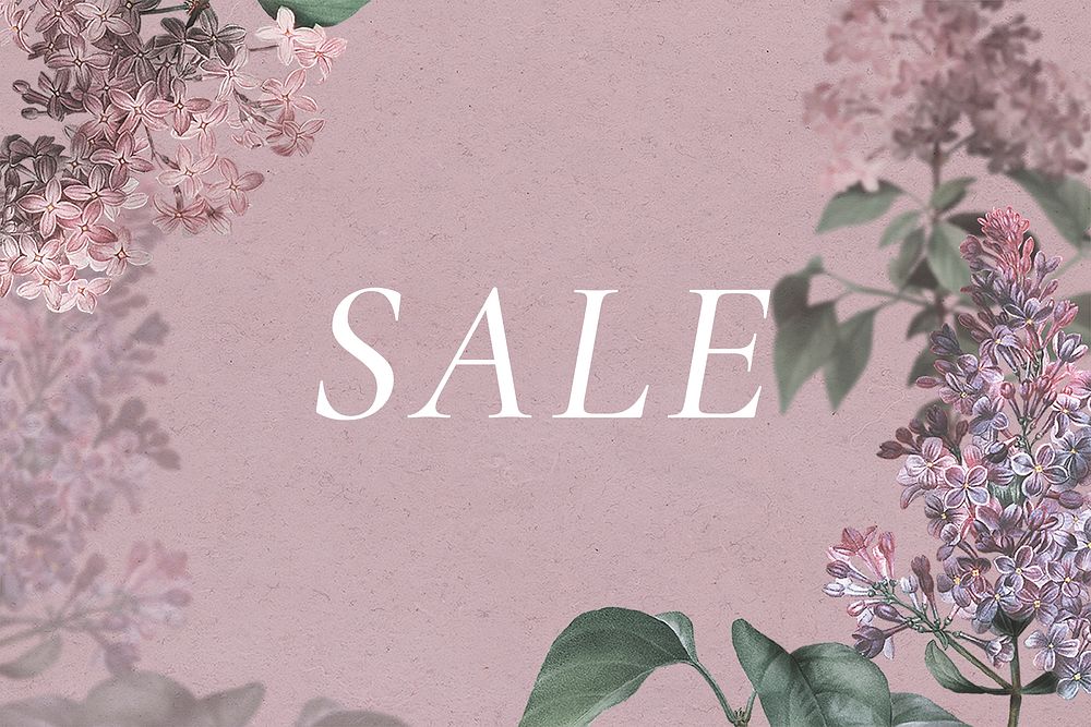Sale text on spring flowers background