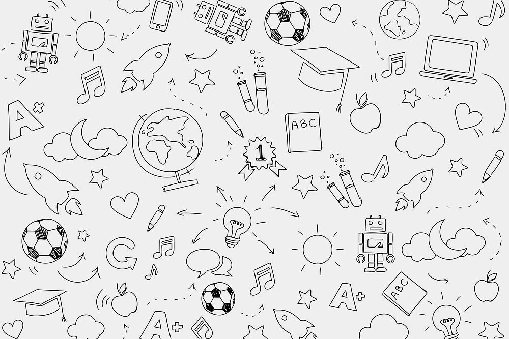 Education pattern background in cute doodle style