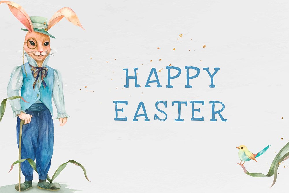 Editable Happy Easter template vector holidays greeting on gray background
