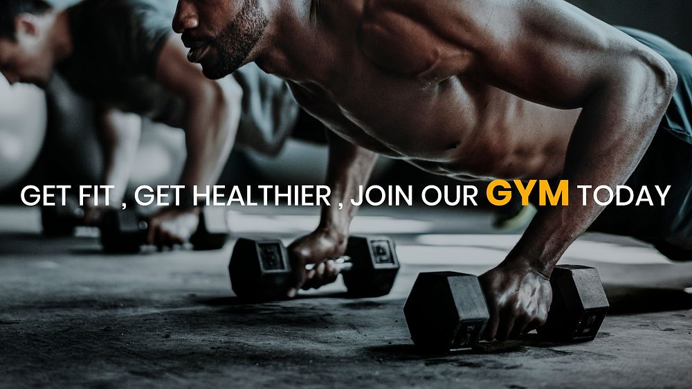 Workout motivation background with with get fit, get healthier, join our gym today text
