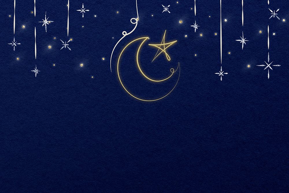 Ramadan blue background with star and crescent moon