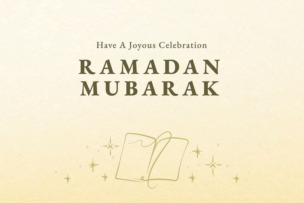 Editable ramadan banner template vector with tome icon on yellow background
