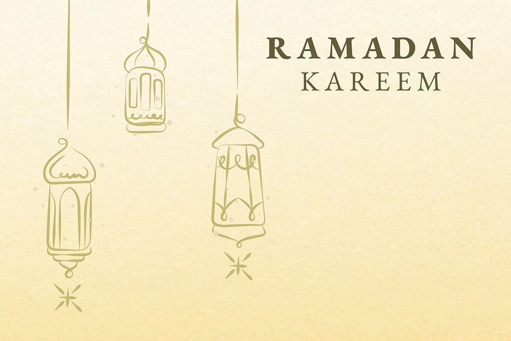 Ramadan greeting with lanterns illustration for social media banner