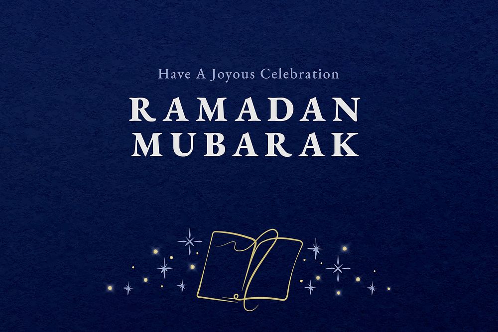 Editable ramadan banner template vector with tome icon on blue background