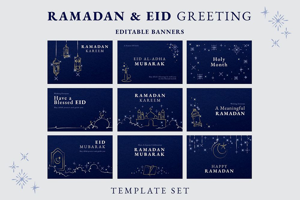Ramadan greeting banner template vector set