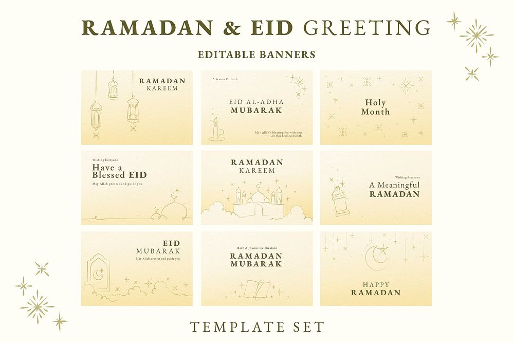 Ramadan greeting banner template vector set
