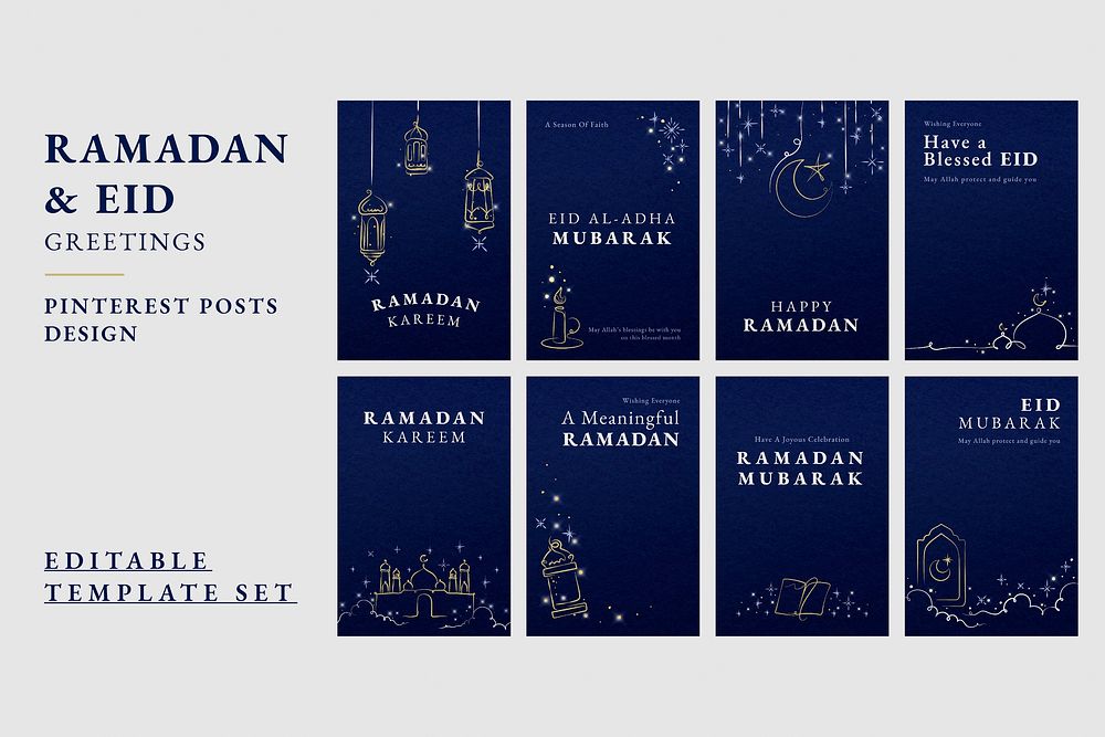 Ramadan post template vector set for social media post