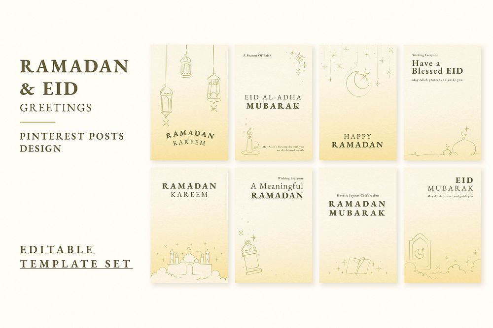 Ramadan post template vector set for social media post