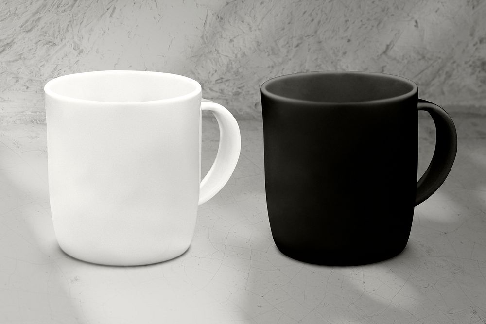Black and white minimal mugs with design space