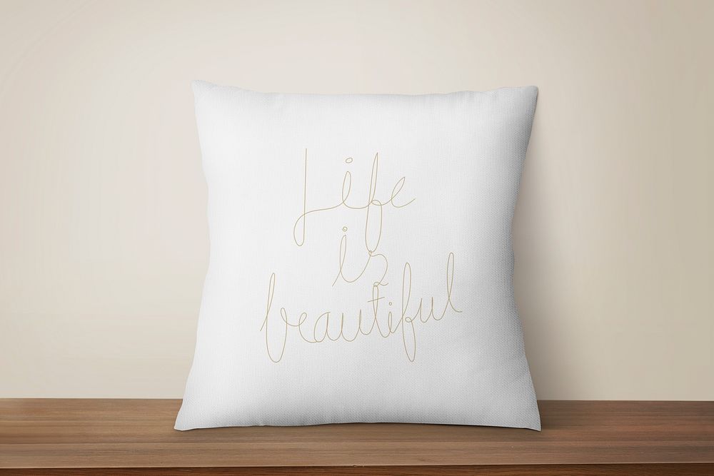 Life Is Beautiful cushion cover in white